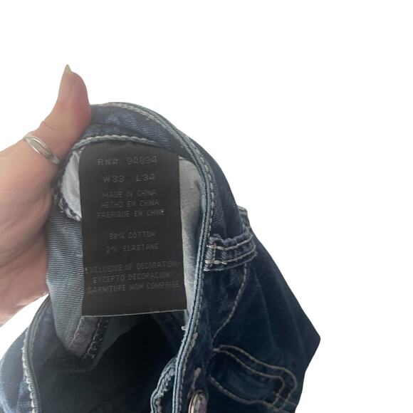 Ceder Rose Women Size 33 X 34 Wing Hustler Y2k Straight Leg Mid Rise Jeans - Picture 6 of 9